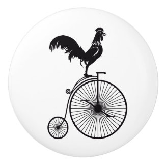 Rooster Zitten op een  bike Keramische Knop