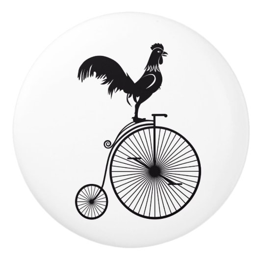 Rooster Zitten op een  bike Keramische Knop (Voorkant)