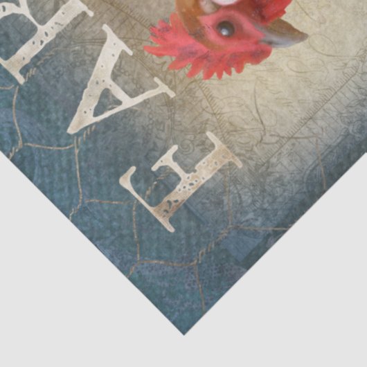 Rooster - Zonnebloemzaad - Boerderij, vers katoenz Tissuepapier (Detail)