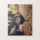 Rooster zwart-wit met twee hennen in Natuur Legpuzzel (Verticaal)