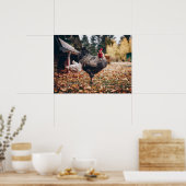 Rooster zwart-wit met twee hennen in Natuur Poster (Keuken)
