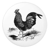  rooster zwarte witte keukendecor keramische knop (Voorkant)