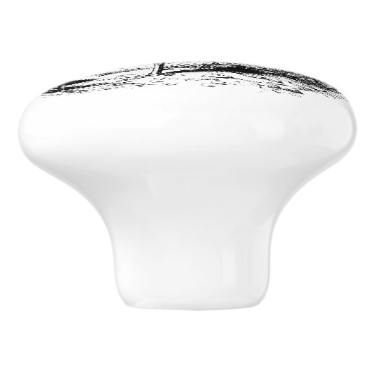  rooster zwarte witte keukendecor keramische knop (Zijkant)