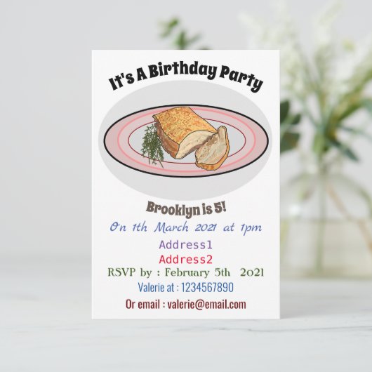 Roosterdvarkensbuik, afbeelding cartoon kaart (Staand voorkant)