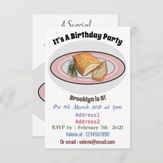 Roosterdvarkensbuik, afbeelding cartoon kaart (Voorkant / Achterkant)