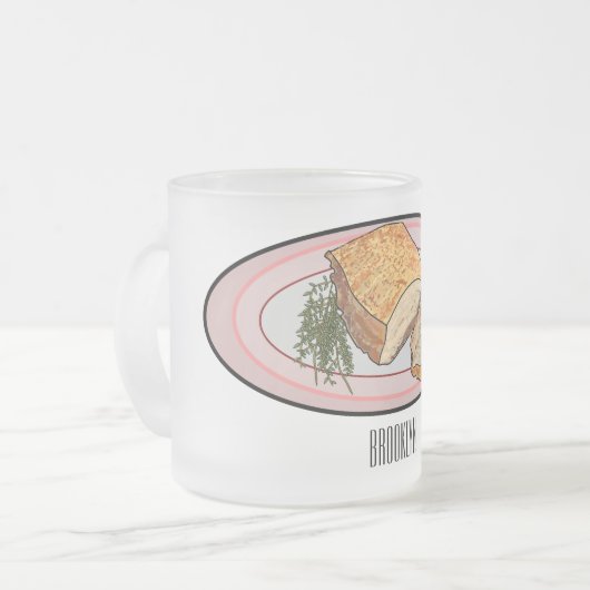 Roosterdvarkensbuik, afbeelding cartoon matglas koffiemok (Voorkant links)