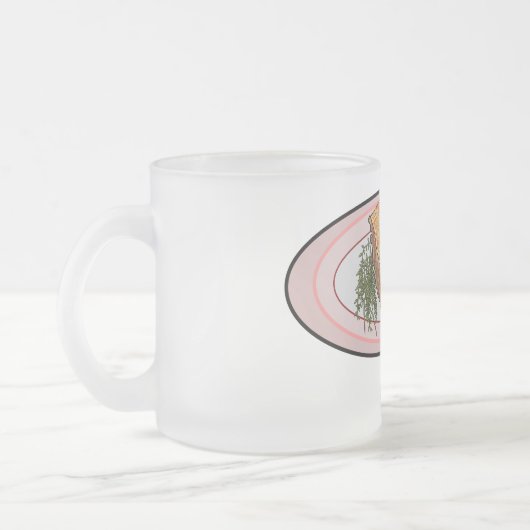 Roosterdvarkensbuik, afbeelding cartoon matglas koffiemok (Links)