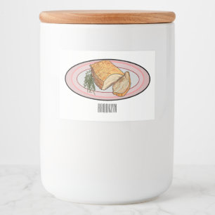 Roosterdvarkensbuik, afbeelding cartoon voedselcontainer etiket