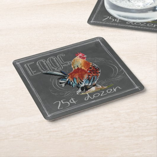 Roostereieren op het karton kartonnen onderzetters (Schuin)