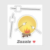 Roosteren Marshmallows boven kampvuur Sticker (Vel)
