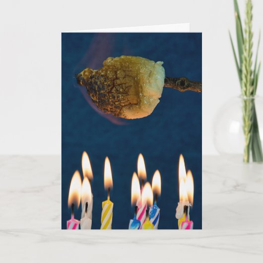 roosterende heemst over verjaardagskaarsen kaart (Voorkant)