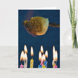 roosterende heemst over verjaardagskaarsen kaart