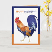 Roostergrens Happy Birthday Card Kaart (Gele Bloem)