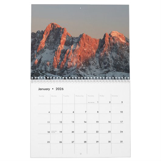 Roosterkalender voor bergen kalender (Jan 2026)