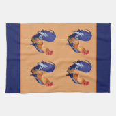 Roosterpatroon oranje keukenhanddoek (Horizontaal)