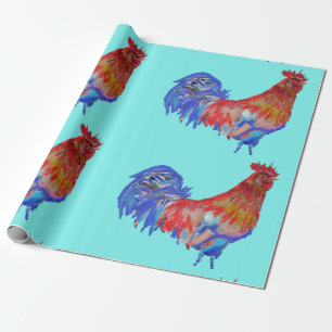 Roosterroosters Waterverf Vlekken Cadeaupapier