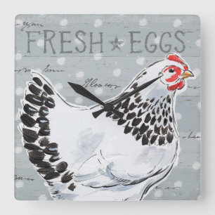 Roosters Call II Vierkante Klok