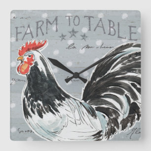 Roosters Call III Vierkante Klok