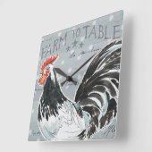 Roosters Call III Vierkante Klok (Hoek)