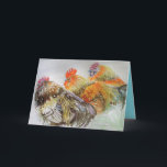 Roosters Cockrel Waterverf Birthday Kaart<br><div class="desc">"De drie heren" rooosters Cockrel Waterverf Birthday Kaart. Ontworpen uit een van de originele schilderijen van de waterverf van de rooster uit mijn eigen vrijetijdsrosters.</div>