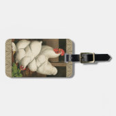 Roosters en Engels buiten Hen House met witte rand Bagagelabel (Voorkant horizontaal)