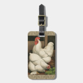 Roosters en Engels buiten Hen House met witte rand Bagagelabel (Voorkant verticaal)