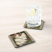 Roosters en Engels buiten Hen House met witte rand Bier Onderzetter (Rechterzijde)