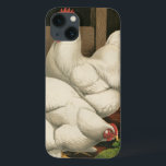 Roosters en Engels buiten Hen House met witte rand iPhone 13 Hoesje<br><div class="desc">Een stijlvolle kunstafdruk met een krachtige rooster en een kip in een kippenhuis. De donkere grens van de ecru is patroon uit spiraalelementen bestaat. Deze afdruk zou een grove aanvulling zijn op de decoratie van het platteland.</div>