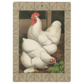 Roosters en Engels buiten Hen House met witte rand Klembord (Achterkant)