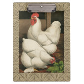 Roosters en Engels buiten Hen House met witte rand Klembord (Voorkant)