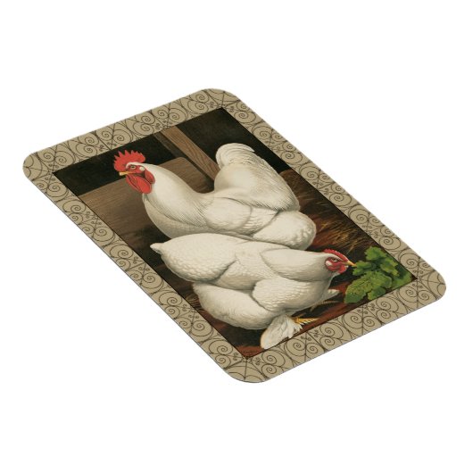 Roosters en Engels buiten Hen House met witte rand Magneet (Rechterzijde)