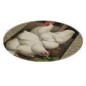 Roosters en Engels buiten Hen House met witte rand Snijplank (Hoek)