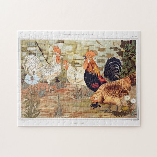 Roosters en kippen legpuzzel (Horizontaal)