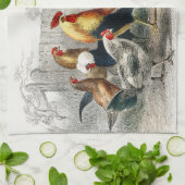 Roosters en kippen theedoek (Gevouwen)