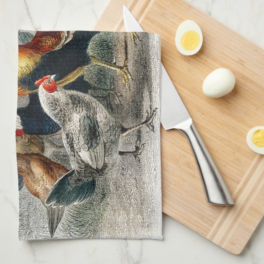 Roosters en kippen theedoek (Quarter Fold)