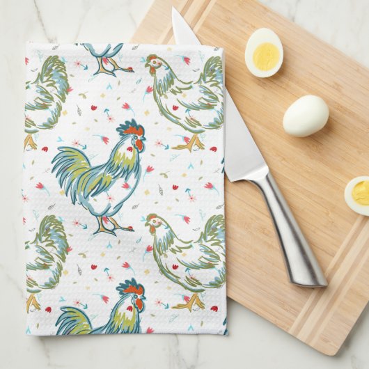 Roosters en penhanddoeken theedoek (Quarter Fold)