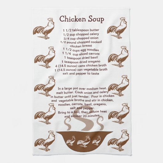Roosters en Soup Bowl Chicken Soup Recipe Theedoek (Verticaal)