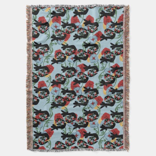 Roosters Folk Floral Mexican Pattern Deken (Voorkant Verticaal)