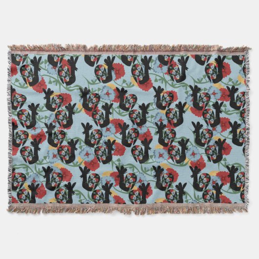 Roosters Folk Floral Mexican Pattern Deken (Voorkant)