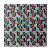 Roosters Folk Floral Mexican Pattern Tegeltje (Voorkant)