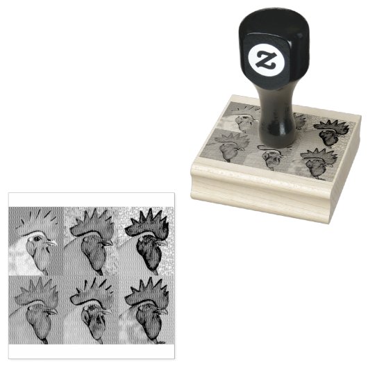 Roosters Gone Wild. Rubberstempel (Gestempeld)