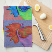 Roosters Gone Wild. Theedoek (Quarter Fold)
