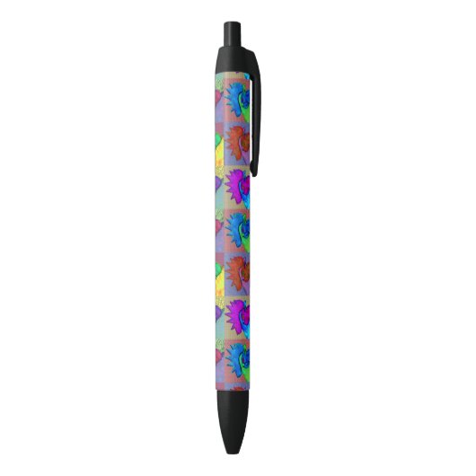 Roosters Gone Wild. Zwarte Inkt Pen (Achterkant (Verticaal))