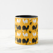 Roosters Hand Drawn Floral Boerderij Pattern Mok (Midden)