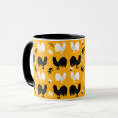 Roosters Hand Drawn Floral Boerderij Pattern Mok (Voorkant links)