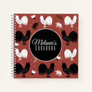 Roosters Hand Drawn Floral Boerderij Pattern Notitieboek