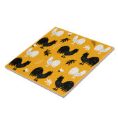 Roosters Hand Drawn Floral Boerderij Pattern Tegeltje (Zijkant)