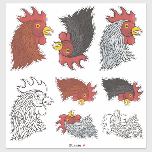 Rooster's Head Icon Sticker Set (Vel)