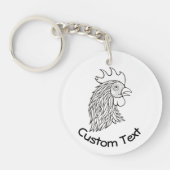 Rooster's Head Line Art Sleutelhanger (Voorkant)