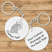 Rooster's Head Line Art Sleutelhanger